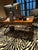 Campaign Vintage Campaign-Style Desk With Curved Metal Base For Sale - Image 3 of 3