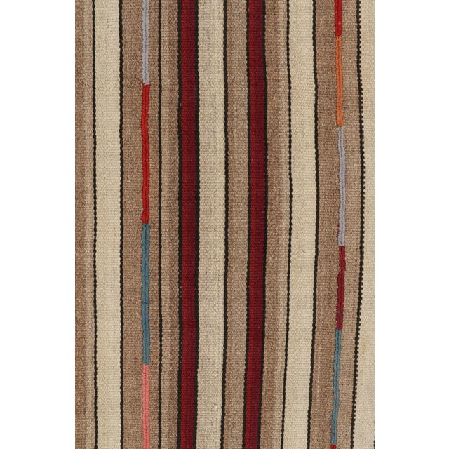 Shahsavan Palas Persian Kilim in Red, Beige-Brown Stripes by Rug & Kilim For Sale In New York - Image 6 of 7