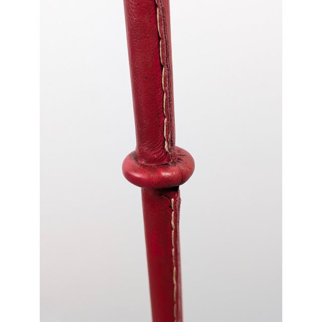 Mid-Century Modern Floor Lamp in Red Leather attributed to Jacques Adnet, France, 1960s For Sale - Image 12 of 16