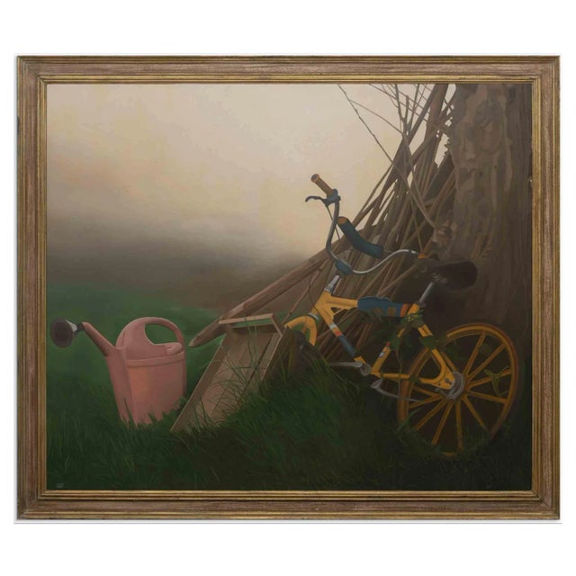 Adolfo Lorenzetti, The Bicycle, Oil on Canvas, 1992 For Sale