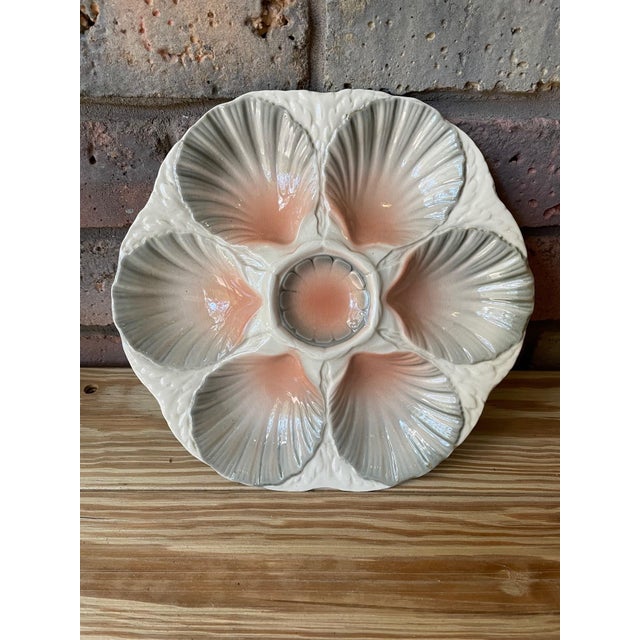 Early 1920s French Majolica Sarreguemines Oyster Plate For Sale - Image 9 of 10