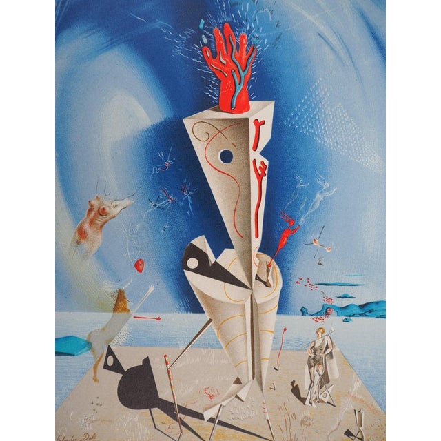 Salvador Dalí (1904-1989) Surrealist Apparatus and Hand Color lithograph after the eponymous 1927 painting Signed in the...