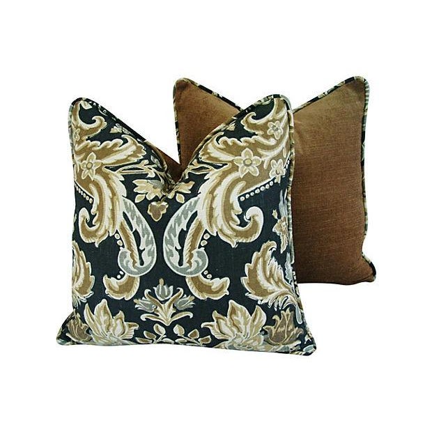 Designer Kravet Lutron Old World Linen Feather Down Pillows 22
