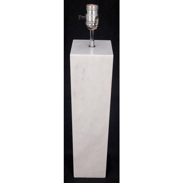 Mid Century Modern Square White Marble Base Gibbing Table Lamp for Hansen For Sale - Image 9 of 12