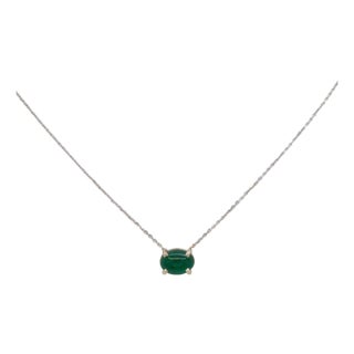1.2Ct Zambian Emerald Pendant With Attached Chain in Solid 14k Gold, Oval 8x6mm For Sale