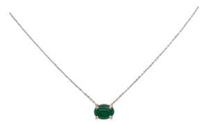 1.2Ct Zambian Emerald Pendant With Attached Chain in Solid 14k Gold, Oval 8x6mm