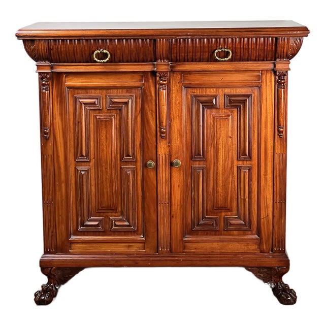 Antique English Jacobean Revival Mahogany Buffet C. 1915–1925 For Sale