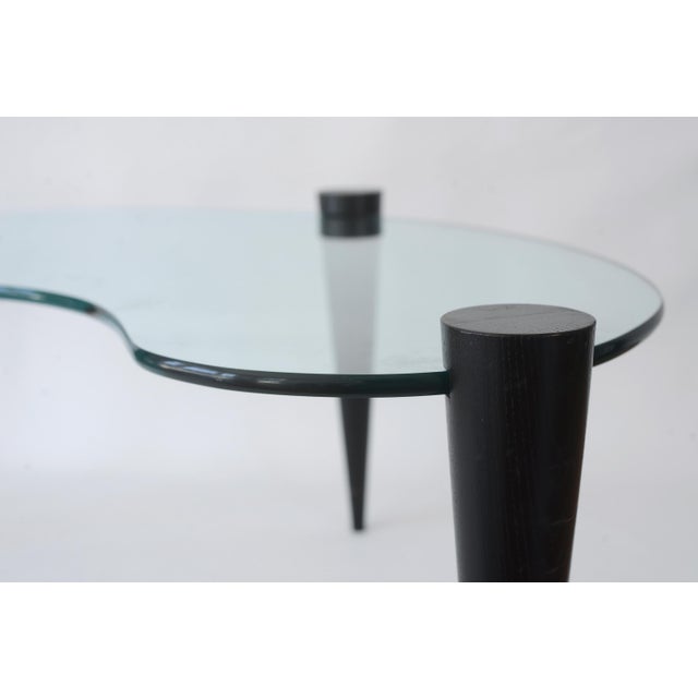 Mid Century Modern Kidney Shaped Glass Coffee Table With Cone Legs For Sale - Image 10 of 17