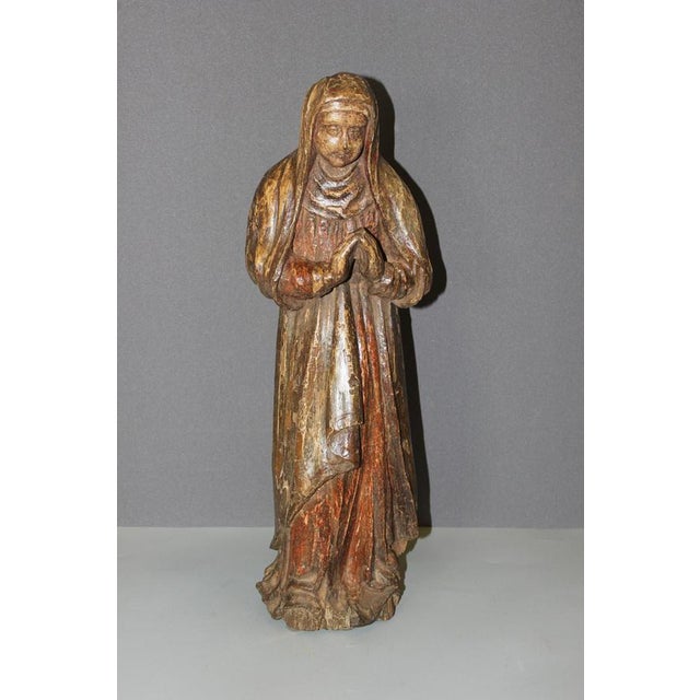 Carved Wood Saint Praying, Burgundy, Late 18th Century For Sale - Image 15 of 15