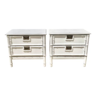 Vintage Faux Bamboo Two Drawer Nightstands-A Pair For Sale