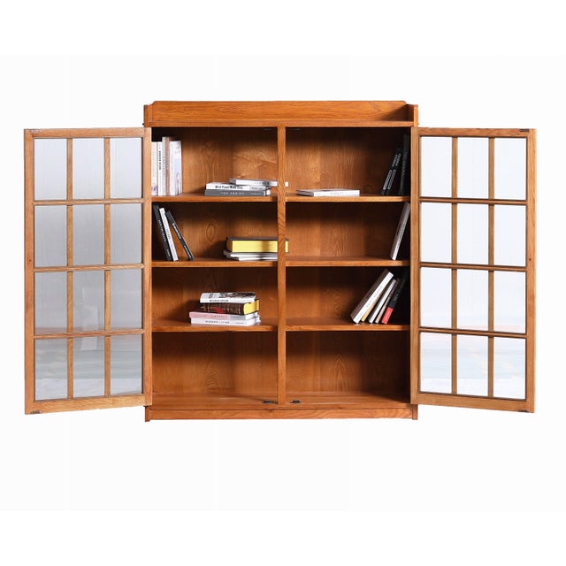 Mission Oak 2 Door Bookcase With Glass Doors - Michael's Cherry For Sale - Image 10 of 10
