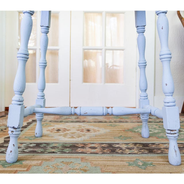 Early 20th Century Blue Painted Scalloped American Farmhouse Side Table For Sale - Image 16 of 18