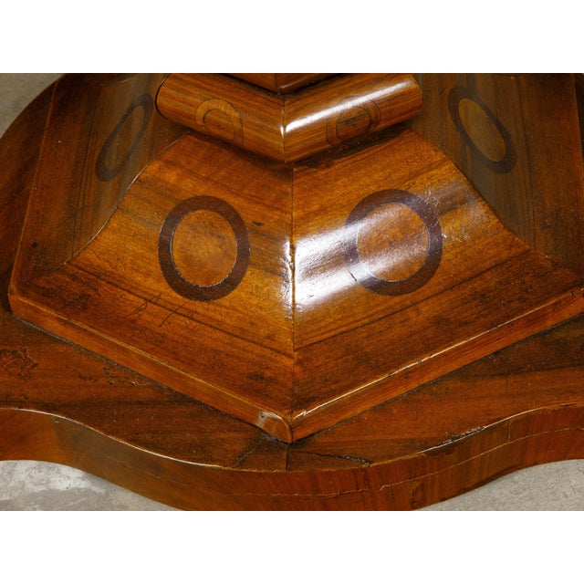 Biedermeier 19th Century Flamed Walnut Pedestal Table with Radiating Motif For Sale - Image 11 of 12