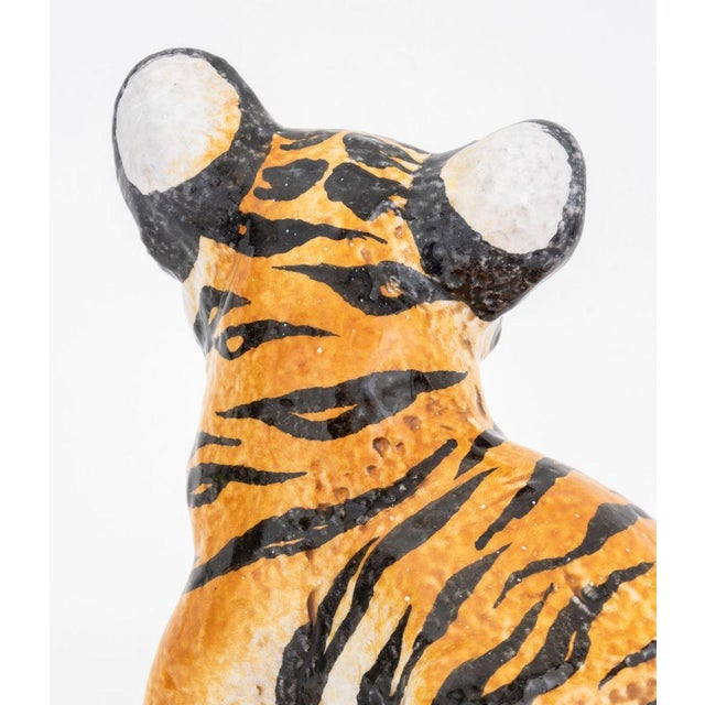 Ceramic Italian Modern Tiger Cub Ceramic Sculpture For Sale - Image 7 of 10