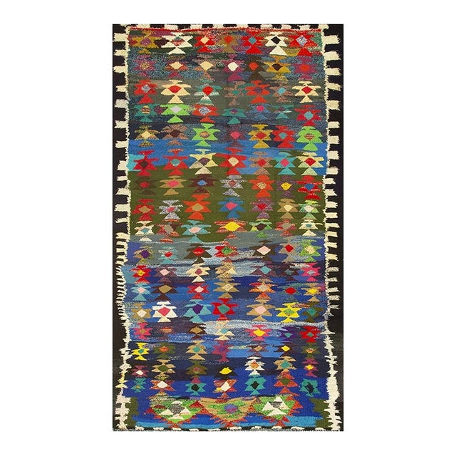1940s Antique Geometric Tribal Turkish Village Kilim Woven Wool 6'x 10 ...