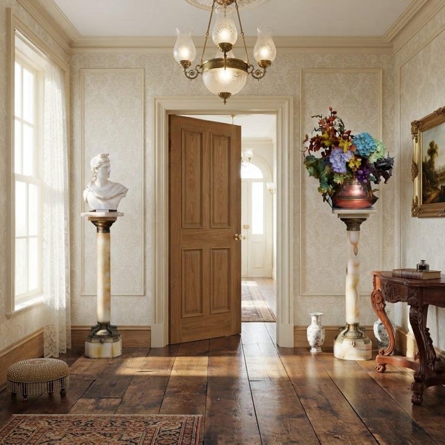 Antique French Onyx Marble Columns with Ormolu Collars, 1870, Set of 2 For Sale - Image 3 of 18