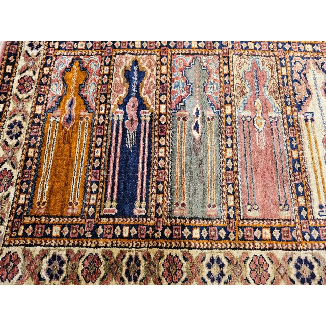 Brown Early 20th Century Turkish Silk Septh Prayer Rug, Hand-Woven, 2' x 3' For Sale - Image 8 of 12