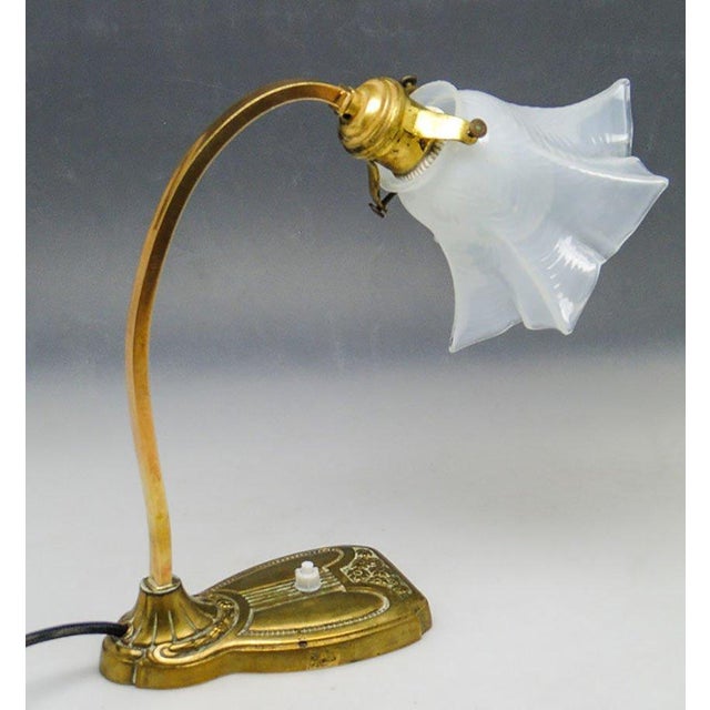 Art Nouveau Night Lamp in Glass and Metal, Austria, 1900s For Sale - Image 3 of 5