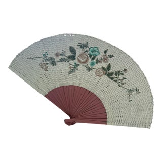 Vintage Oversized Decorative Rattan Fan Wall Art – Handwoven Wood & Wicker Floral Accent For Sale