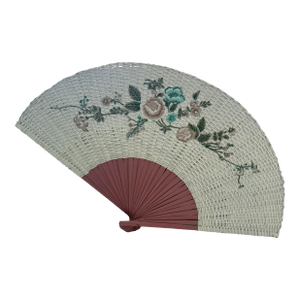 Vintage Oversized Decorative Rattan Fan Wall Art – Handwoven Wood & Wicker Floral Accent