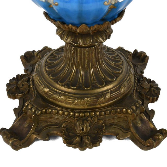 Early 20th Century Antique Pair of French Ormolu Mounted Sèvres Vases For Sale - Image 5 of 6