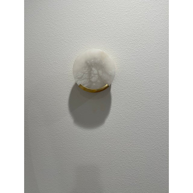 2020s Visual Comfort Melange Disc Alabaster & Brass Sconces (1 Pair) For Sale - Image 5 of 18