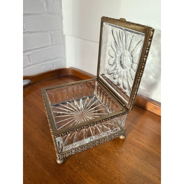 Bronze 1960s Castilian Lead Crystal - Extra Large - Hinged Gilt Bronze Box - Casket - Jewelry Box For Sale - Image 8 of 12