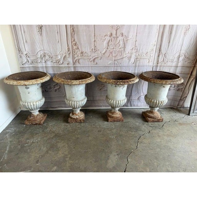 Set of 4 19th Century French Cast Iron Garden Urns For Sale In Los Angeles - Image 6 of 18