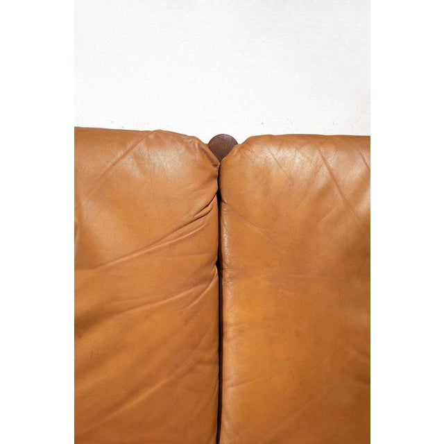 Mid-Century Modern Brutalist 2-Seater Sofa in Oak and Leather by Guillerme et Chambron, 1950s For Sale - Image 6 of 10