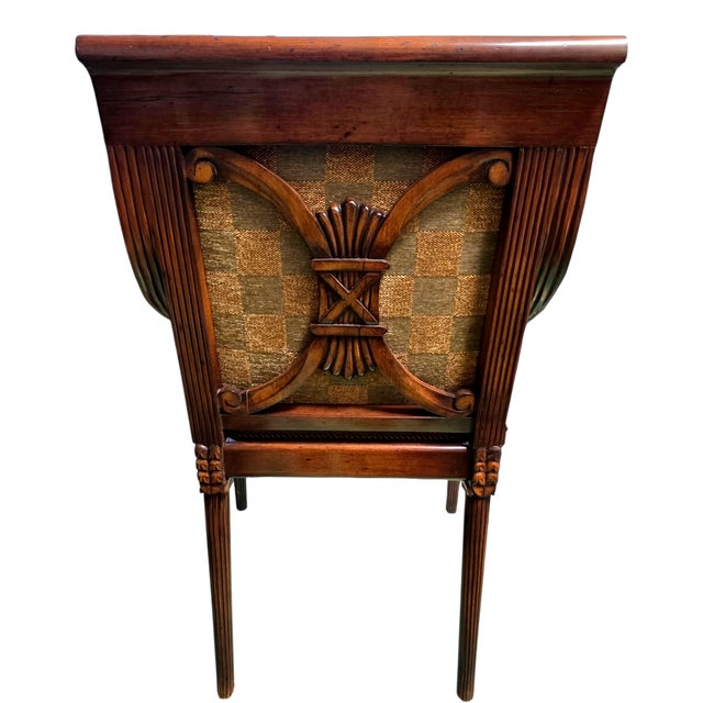 Traditional Nancy Corzine Neoclassical (Louis XVI Revival) Upholstered Armchair With Fluted Frame, Early 21st Century For Sale - Image 3 of 10