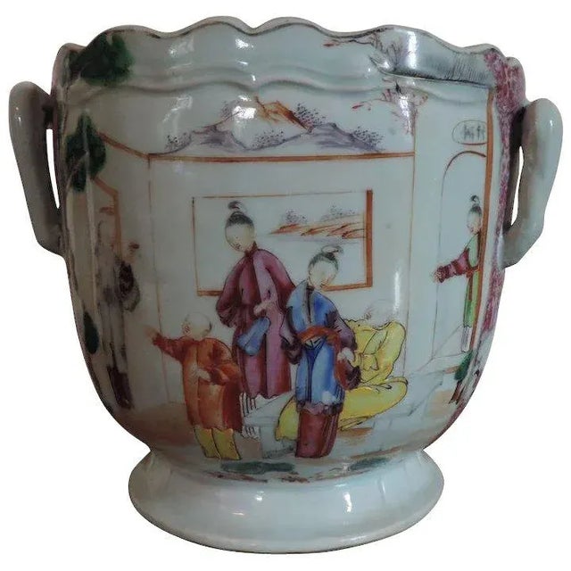 1760 Chinese Export Porcelain Famille Rose Palette Wine Cooler Cachepot Vase Planter For Sale - Image 11 of 11