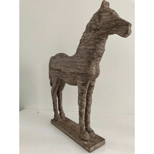 Farmhouse Large Textured Resin Horse Sculpture – Rustic Farmhouse / Equestrian Decor For Sale - Image 3 of 15