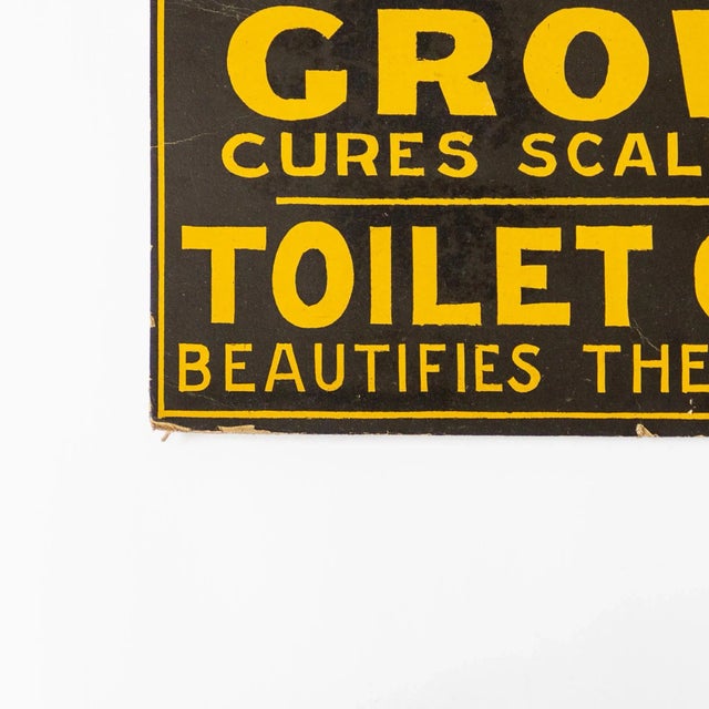 Early 20th Century Dr. Lynas Hair Grower Toilet Cream | Antique Quack Medicine Sign For Sale - Image 5 of 11