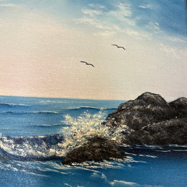 1990’s Original Impressionist Seascape Painting “Secluded Beach” For Sale - Image 4 of 7