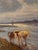 1920s Pastoral Landscape with Cows by the Water, 20th Century, Oil on Canvas For Sale - Image 5 of 9