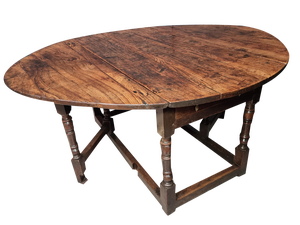17th Century Oval Oak Drop Leaf Table
