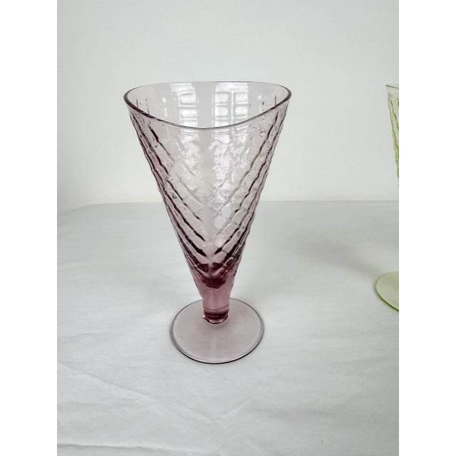 Bormioli Rocco Vintage Colored Ice Cream Glasses (set of 3) Vintage waffle cone shaped glasses. Made to serve as a bowl...