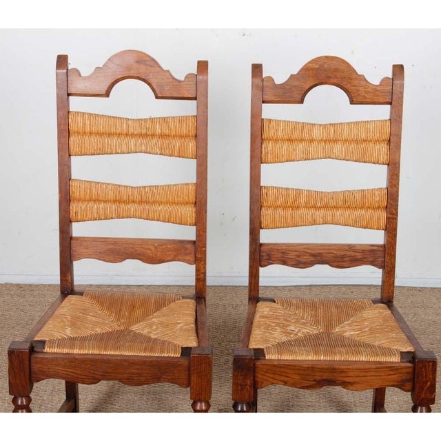 Wood Vintage Straw-Seated Chairs in Oak, 1940, Set of 6 For Sale - Image 7 of 10