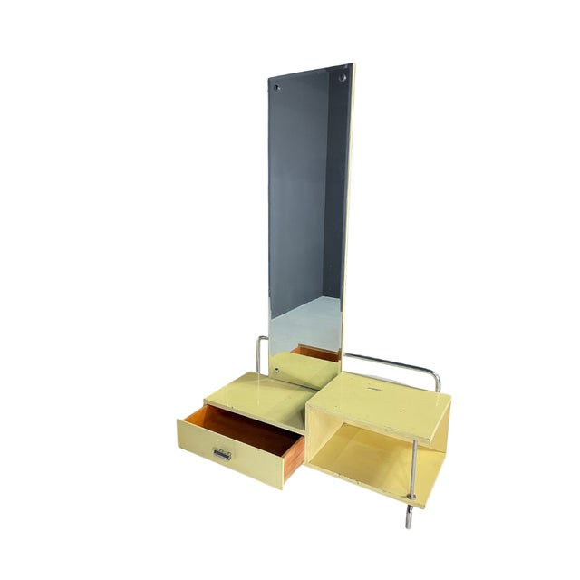 Mid-Century Modern Bauhaus Dressing Table Mirror in Wood, Metal, and Glass from Slezák, Czechoslovakia, 1930s For Sale - Image 3 of 6