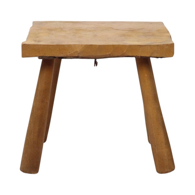 Rustic Brutalist Rustic Wood Milking Stool, 1950s For Sale - Image 3 of 18