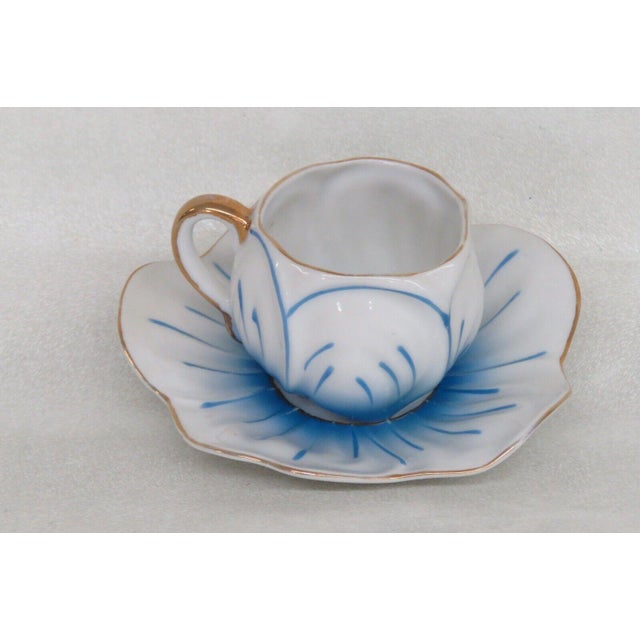 Kipp Ceramic Occupied Japan Demitasse Blue Tea Cup and Saucer Set