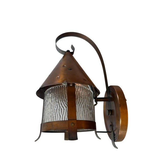 Early 20th Century Early 20th Century Arts and Crafts Hammered Copper Outdoor Wall Sconces With Original Patina - a Pair For Sale - Image 5 of 12