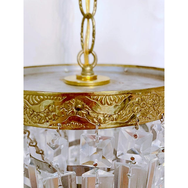 Brass Vintage Italian Upside Down Layered Cake Rim Chandelier For Sale - Image 8 of 11