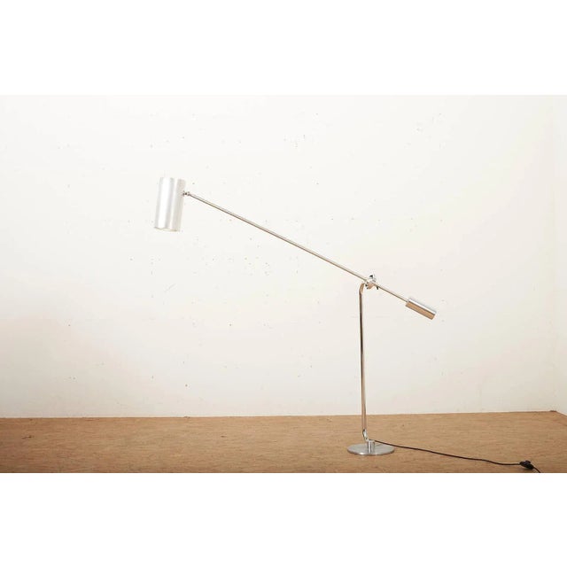 Counterbalance Floor Lamp in Chrome-Plated Metal with Aluminum Cylinder Shade For Sale - Image 11 of 11