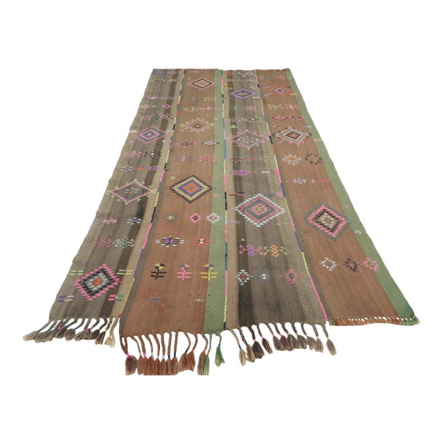 Vintage Turkish Tribal Kilim Rug-3’3’x7’5" For Sale