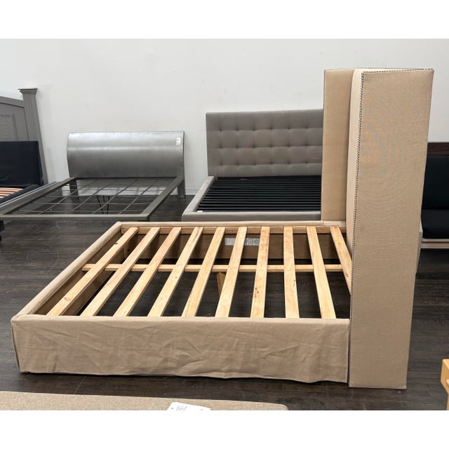 Restoration Hardware California King Size Restoration Hardware Wingback Bed Frame For Sale - Image 4 of 12