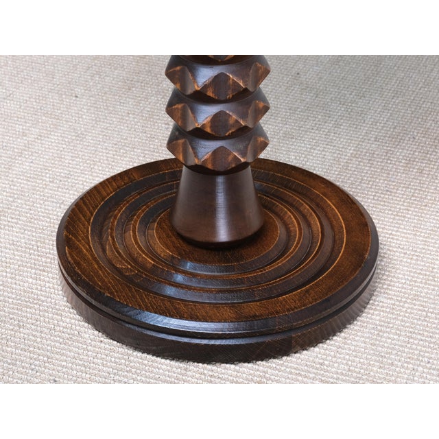 Sculptural Round Side Table in Beech Wood by Charles Dudouyt, France, 1950s For Sale - Image 9 of 12