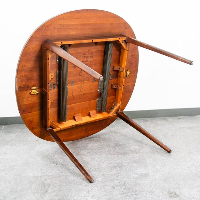 Brown Mid Century Modern Dining Table Round Oval Drexel Declaration Round Kipp Stewart Leaf For Sale - Image 8 of 12