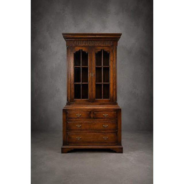 Brown New England Oak Housekeepers Cabinet For Sale - Image 8 of 9