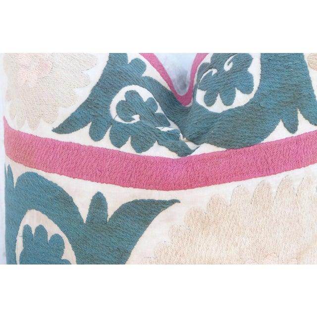 1960s Peach Vintage Suzani Pillow For Sale - Image 5 of 9